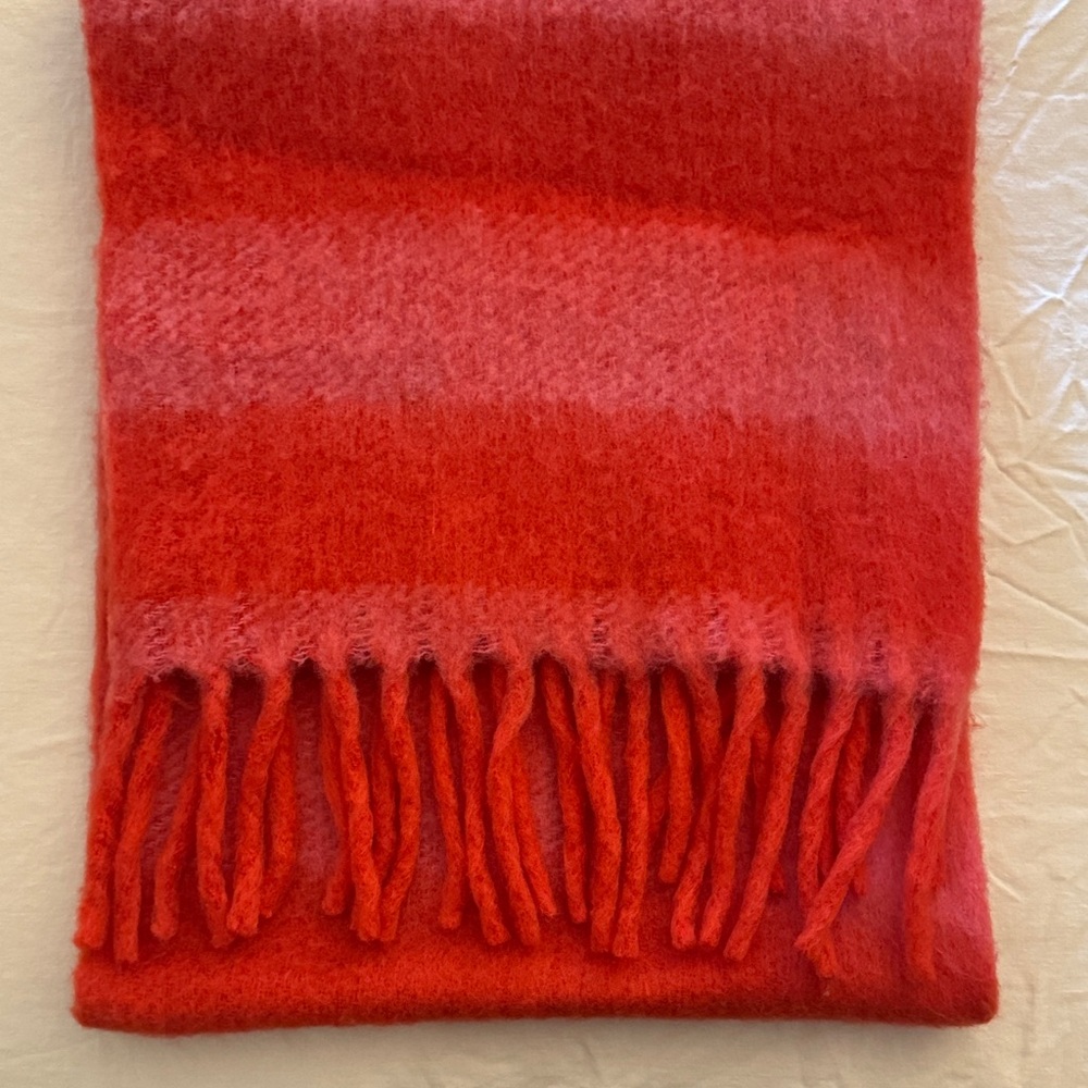 J. Crew Red and Pink Brushed Woven Scarf